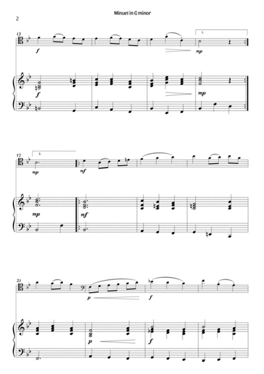 Minuet in G minor (cello and piano – clean sheet music) image number null