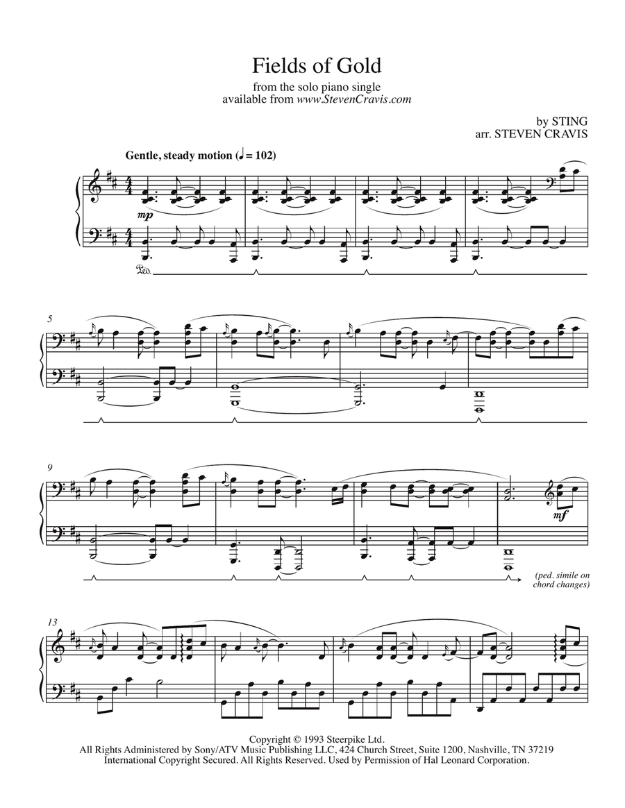 Fields Of Gold Piano Solo scores gallery preview page 2