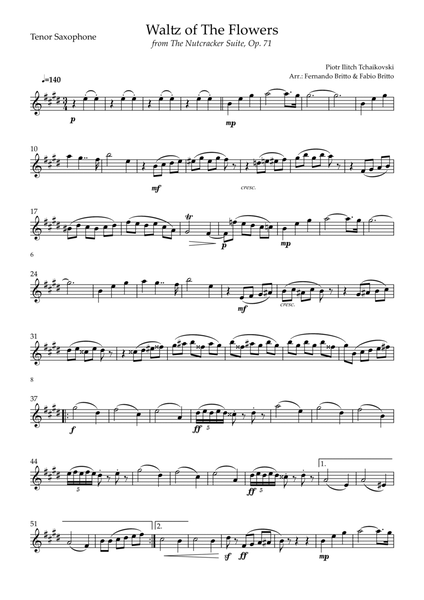 Waltz of The Flowers - from Nutcracker (P. I. Tchaikovsky) for Tenor Saxophone Solo