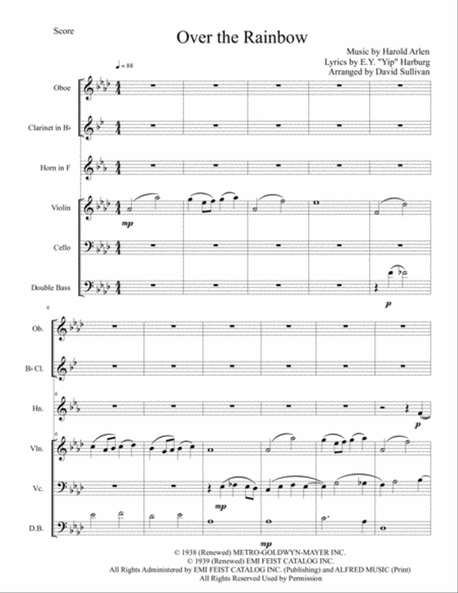 Over The Rainbow (from The Wizard Of Oz) Small Ensemble scores gallery preview page 1