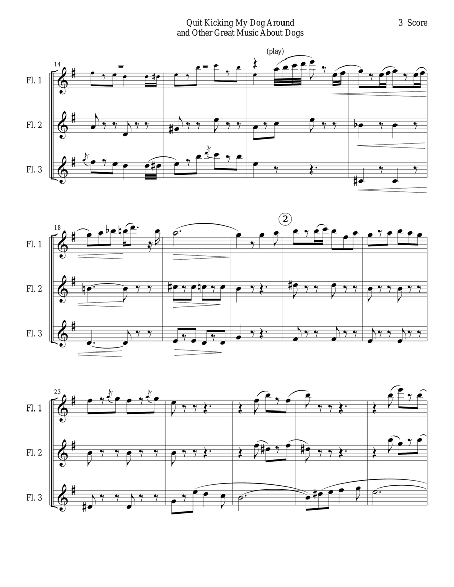 Quit Kicking My Dog Around and Other Music about Dogs for Flute Trio Flute Trio scores gallery preview page 3