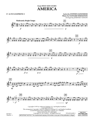 Book cover for America (from West Side Story) (arr. Vinson) - Eb Alto Saxophone 2
