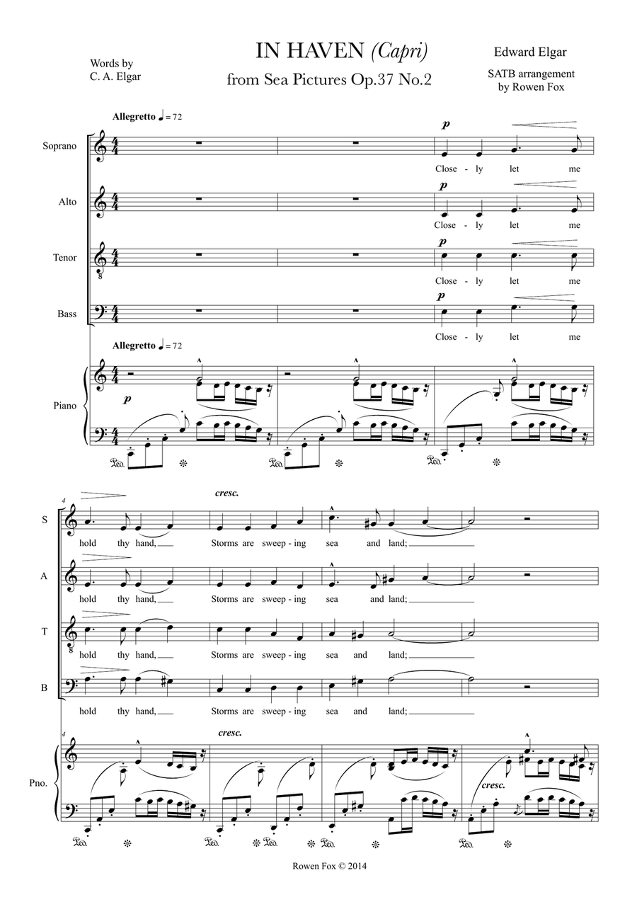 In Haven (Capri) from Sea Pictures Op.37 No.2 4-Part scores gallery preview page 1