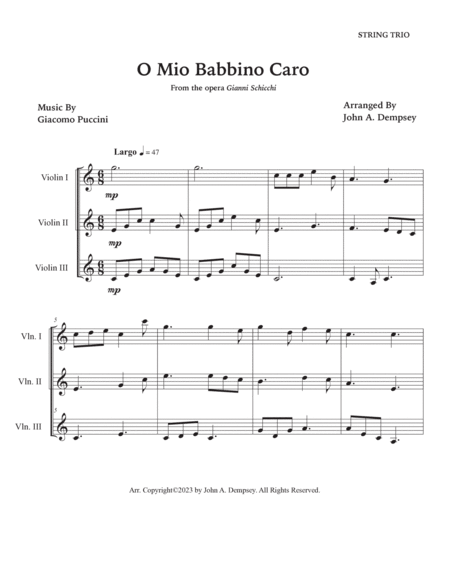 O Mio Babbino Caro (Violin Trio) image number null