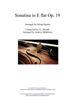 Book cover for Sonatina in E Flat, Op.19 arranged for String Quartet
