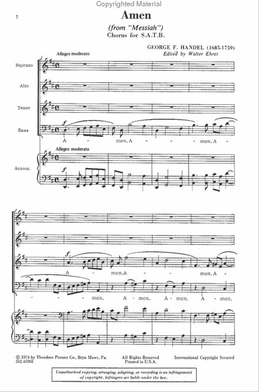 Amen Amen 4-Part scores gallery preview page 2