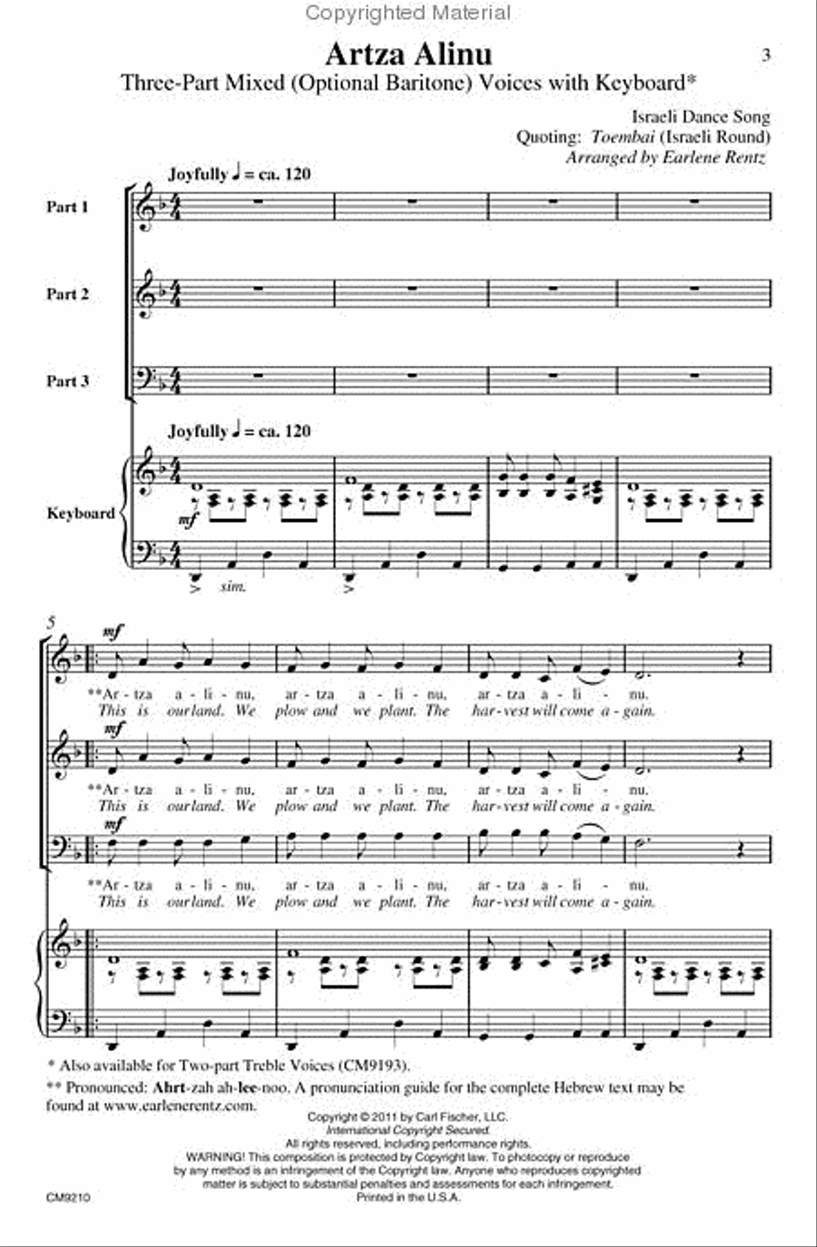 Artza Alinu Choir scores gallery preview page 2