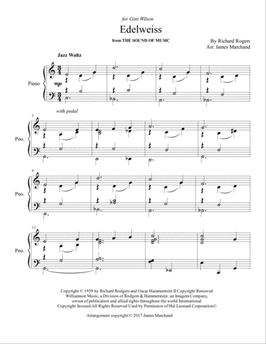 Edelweiss Edelweiss Piano Solo scores gallery preview page 1
