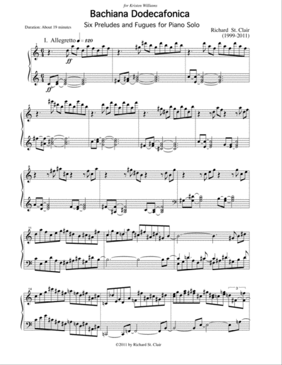 Bachiana Dodecafonica - 6 Preludes and Fugues for Solo Piano Piano Solo scores gallery preview page 2