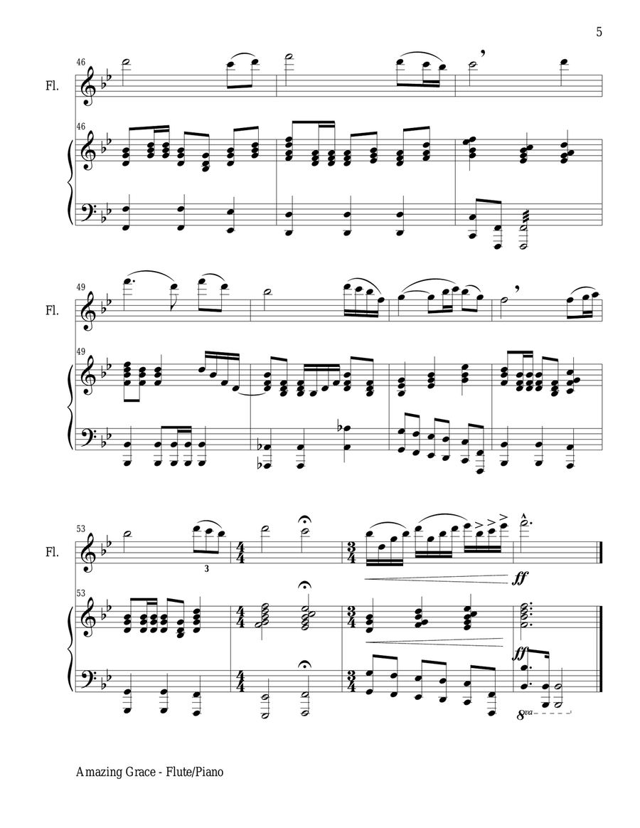 TOP 10 MOST POPULAR HYMNS for Flute and Piano (Score/Parts included) image number null