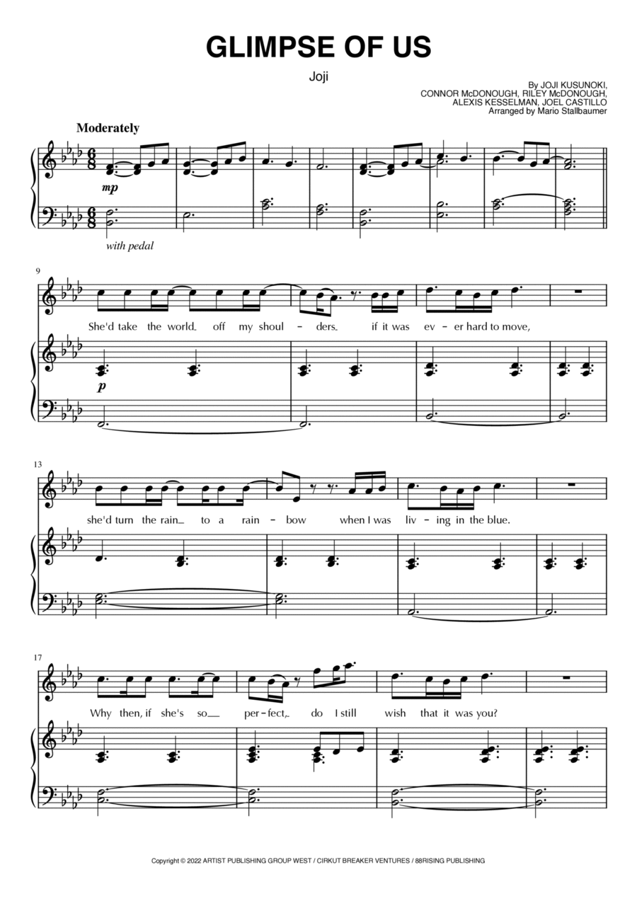 Glimpse Of Us Voice scores gallery preview page 1