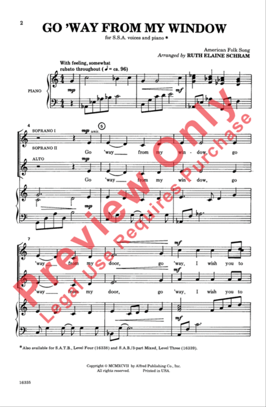 Go 'Way from My Window Women's Choir scores gallery preview page 2