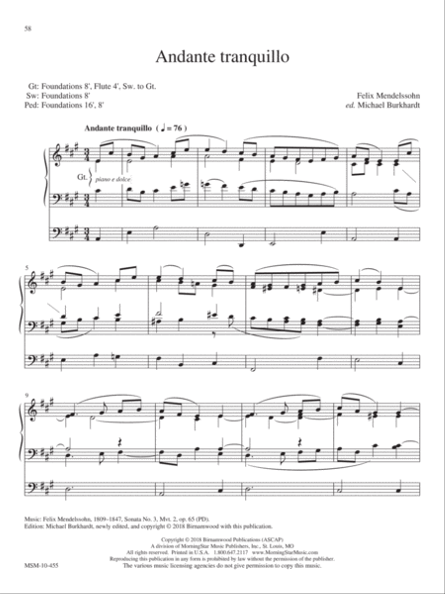 Andante tranquillo from Sonata No. 3 Organ scores gallery preview page 1