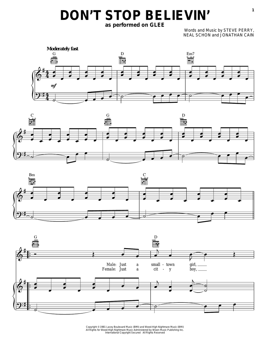 Don't Stop Believin' Don't Stop Believin' Acoustic Guitar scores gallery preview page 1