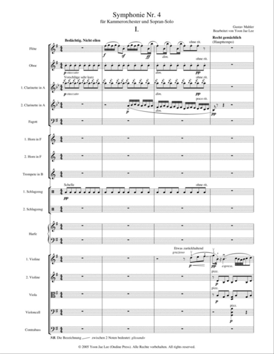 Mahler (arr. Lee): Symphony No. 4 in G Major 1st movement, Full Score Chamber Orchestra scores gallery preview page 3