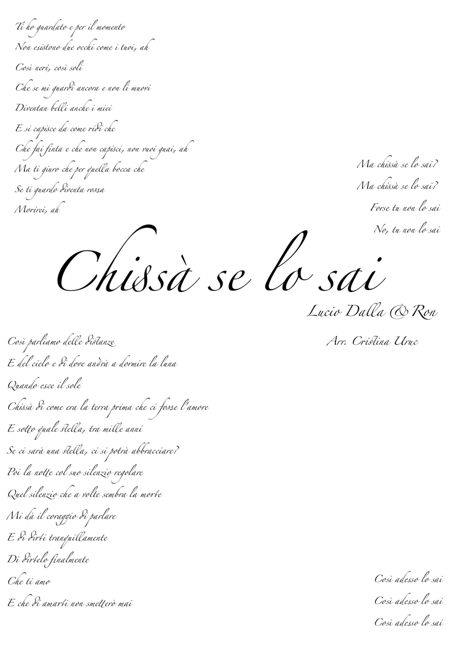 Chissa' Se Lo Sai Piano Solo scores gallery preview page 1