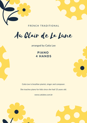 Au Clair De La Lune - Duet for One Piano - 4 Hands Piano