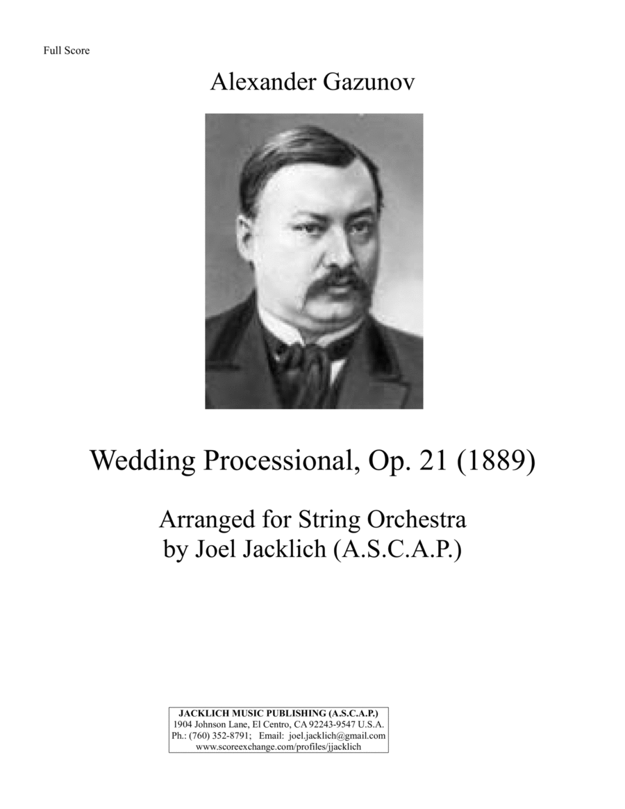 Wedding Processional, Op. 21 (1889) for String Orchestra image number null