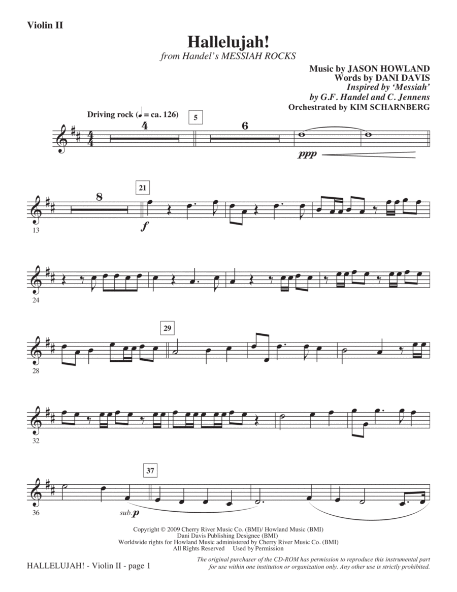 Hallelujah! (from Messiah Rocks) - Violin 2 Choir scores gallery preview page 1