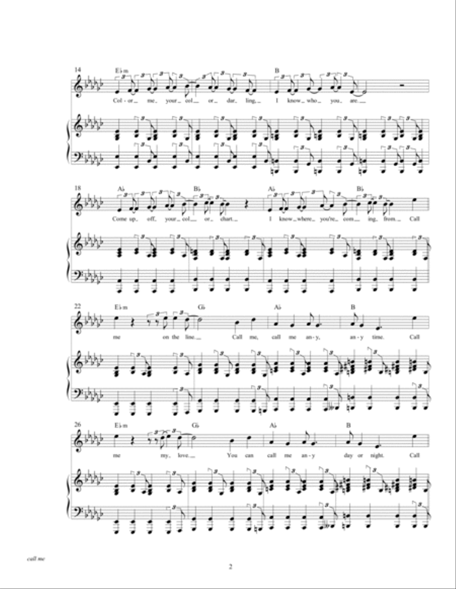 Call Me Piano, Vocal, Guitar scores gallery preview page 4