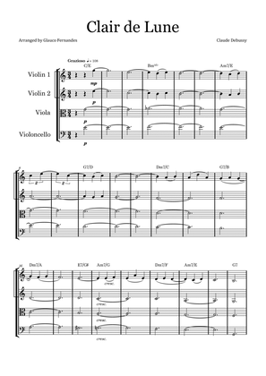 Clair de Lune by Debussy - String Quartet with Chord Notation
