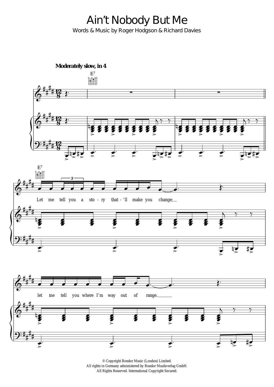 Ain't Nobody But Me Piano, Vocal scores gallery preview page 1