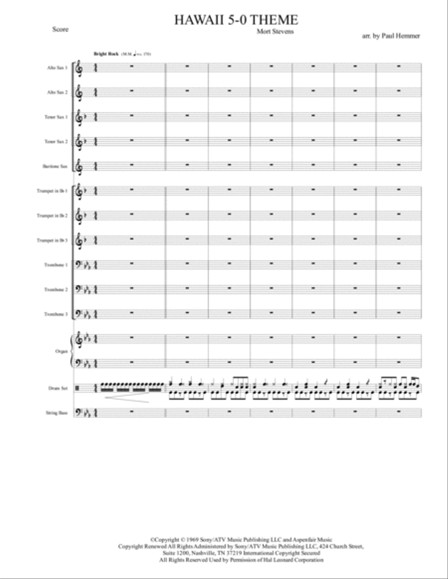 Hawaii Five-O Theme Jazz Ensemble scores gallery preview page 1