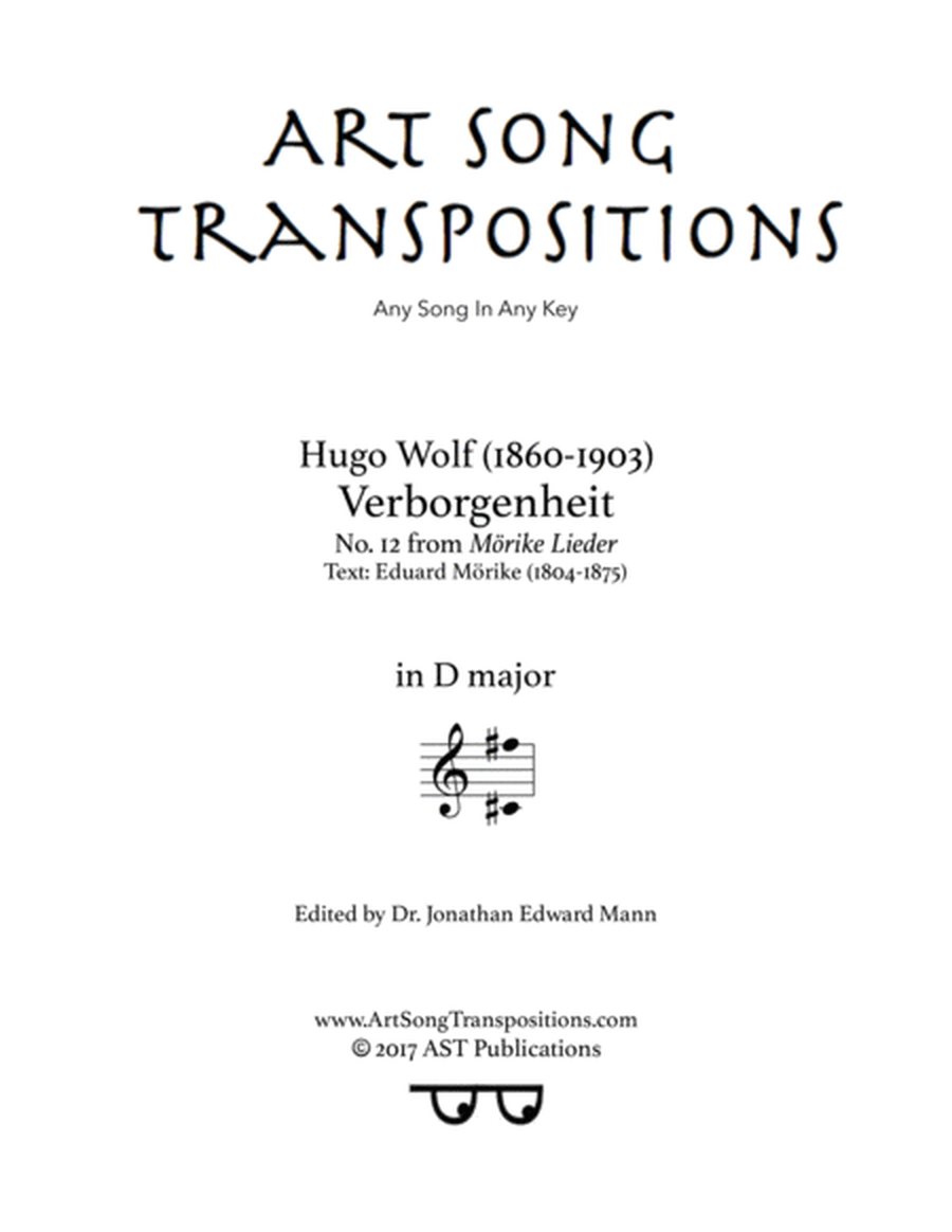 WOLF: Verborgenheit (transposed to D major)