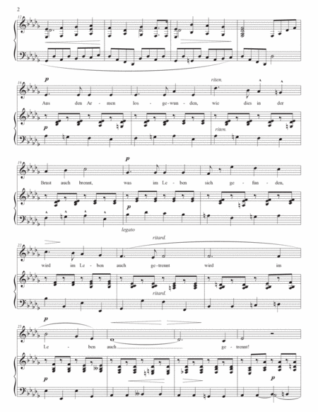LANG: Den Abschied schnell genommen, Op. 15 no. 1 (transposed to D-flat major)