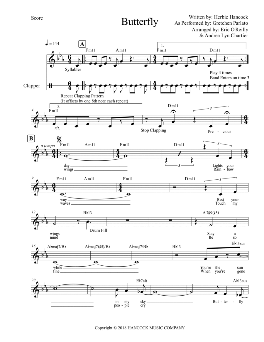 Butterfly Lyrics Piano scores gallery preview page 1