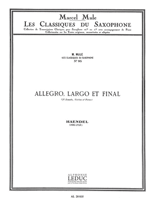 Book cover for Allegro, Largo Et Finale Op.1 No.12 (alto Saxophone/piano)