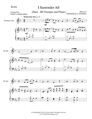 I SURRENDER ALL (Duet – Bb Trumpet and Piano/Score and Parts)