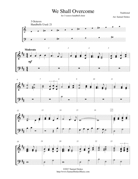 We Shall Overcome - for 3-octave handbell choir by Traditional 3-Octaves - Digital Sheet Music