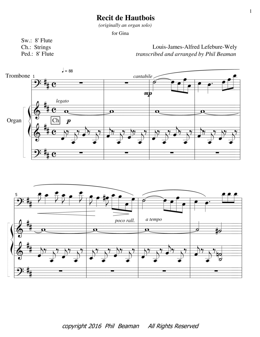 Recit de Hautbois Trombone Duet scores gallery preview page 1