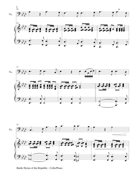 BATTLE HYMN OF THE REPUBLIC (Duet – Cello and Piano/Score and Parts) image number null