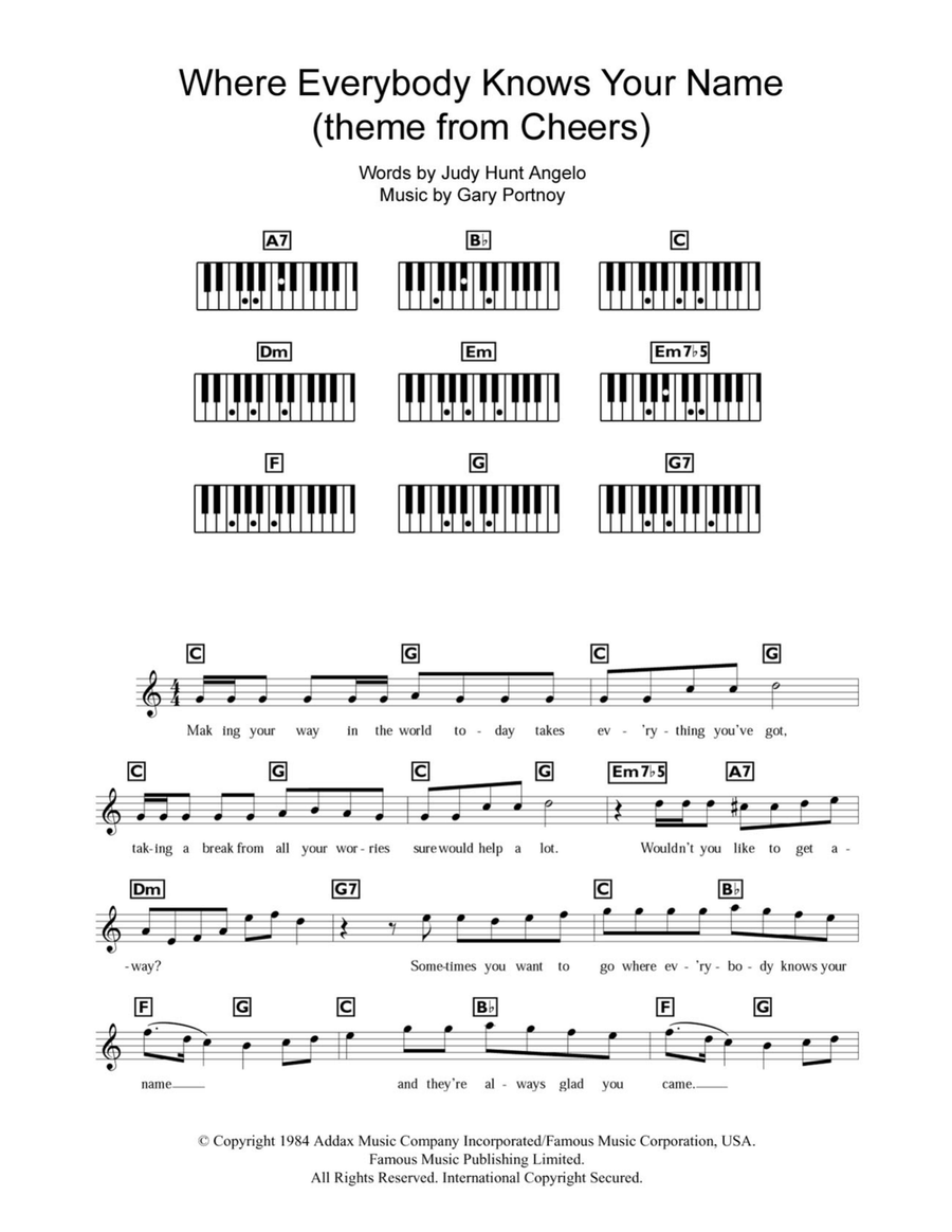 Where Everybody Knows Your Name Piano scores gallery preview page 1