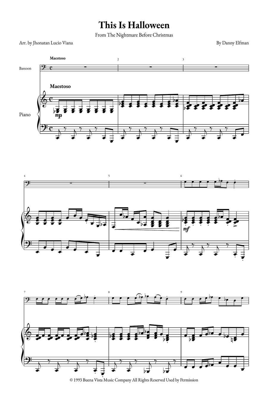 This Is Halloween Bassoon scores gallery preview page 1