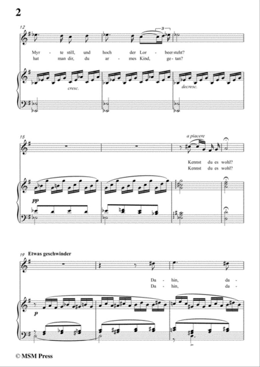 Schubert-Mignons Gesang,in G Major,for Voice&Piano Voice scores gallery preview page 4