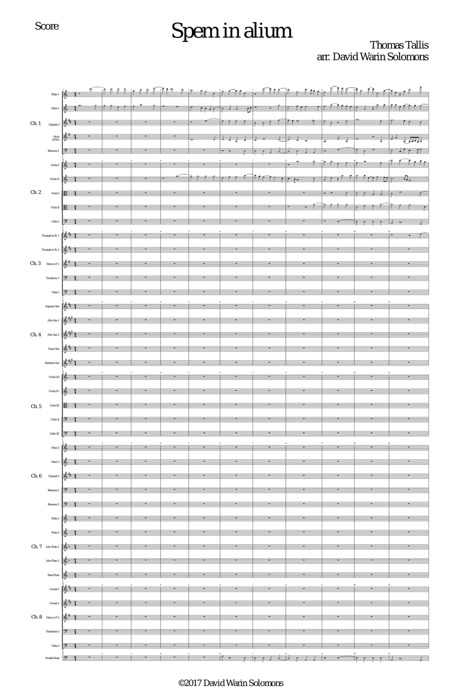 Spem in Alium (40 part motet) arranged for orchestra Full Orchestra scores gallery preview page 1
