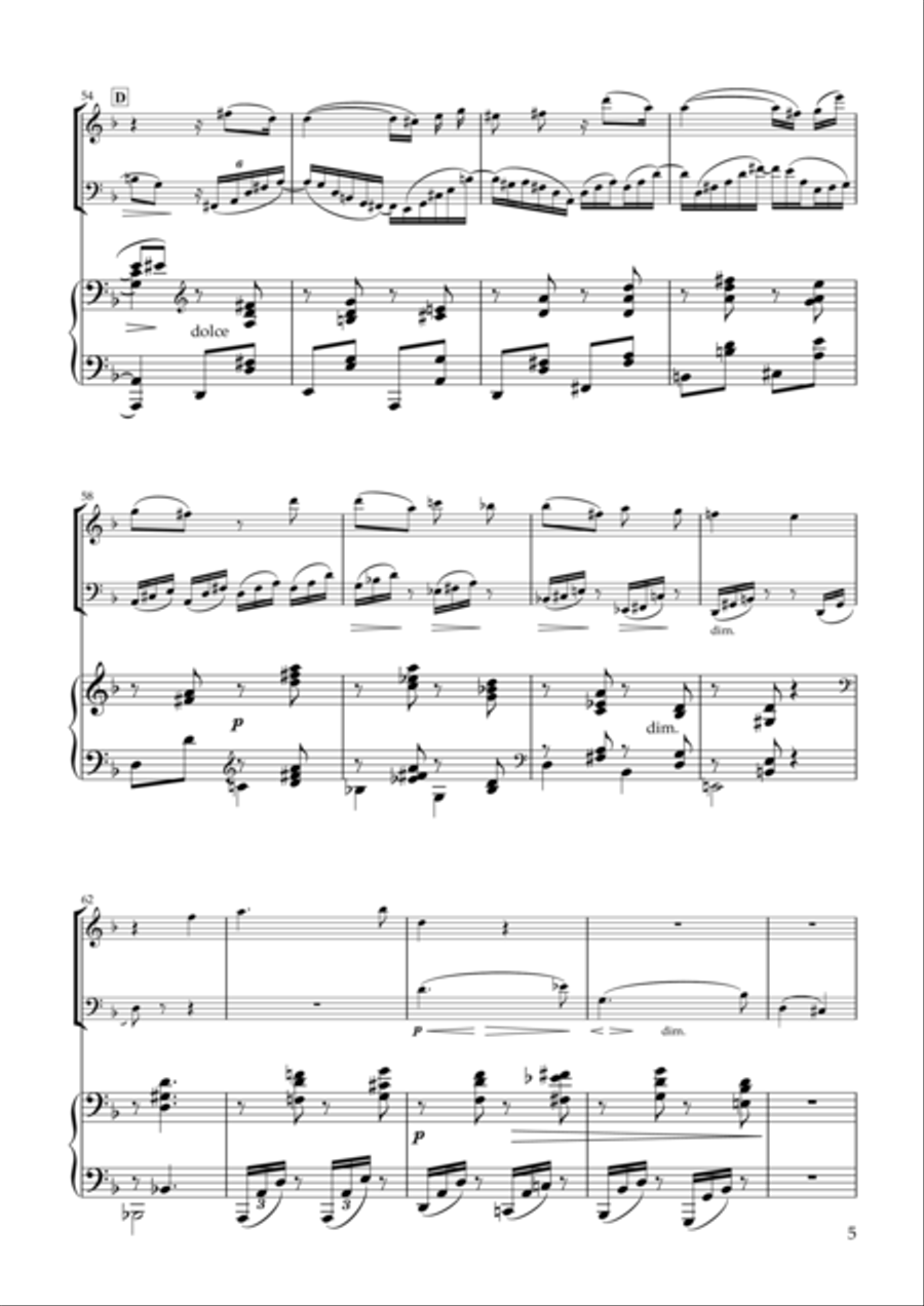 'Gestillte Sehnsucht' Zwei Gesänge, Op.91-1 for Violin, Violoncello & Piano Piano Trio scores gallery preview page 5