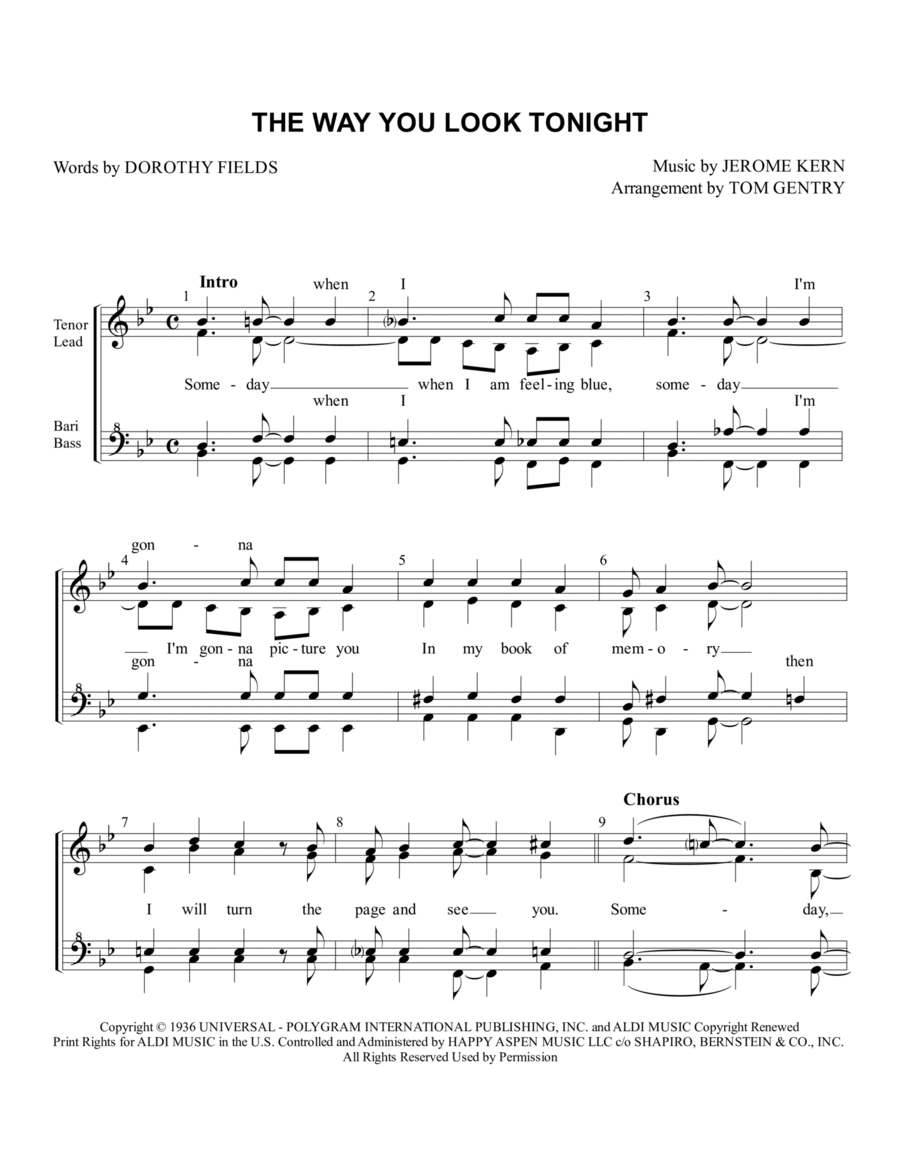 The Way You Look Tonight SSAA scores gallery preview page 1