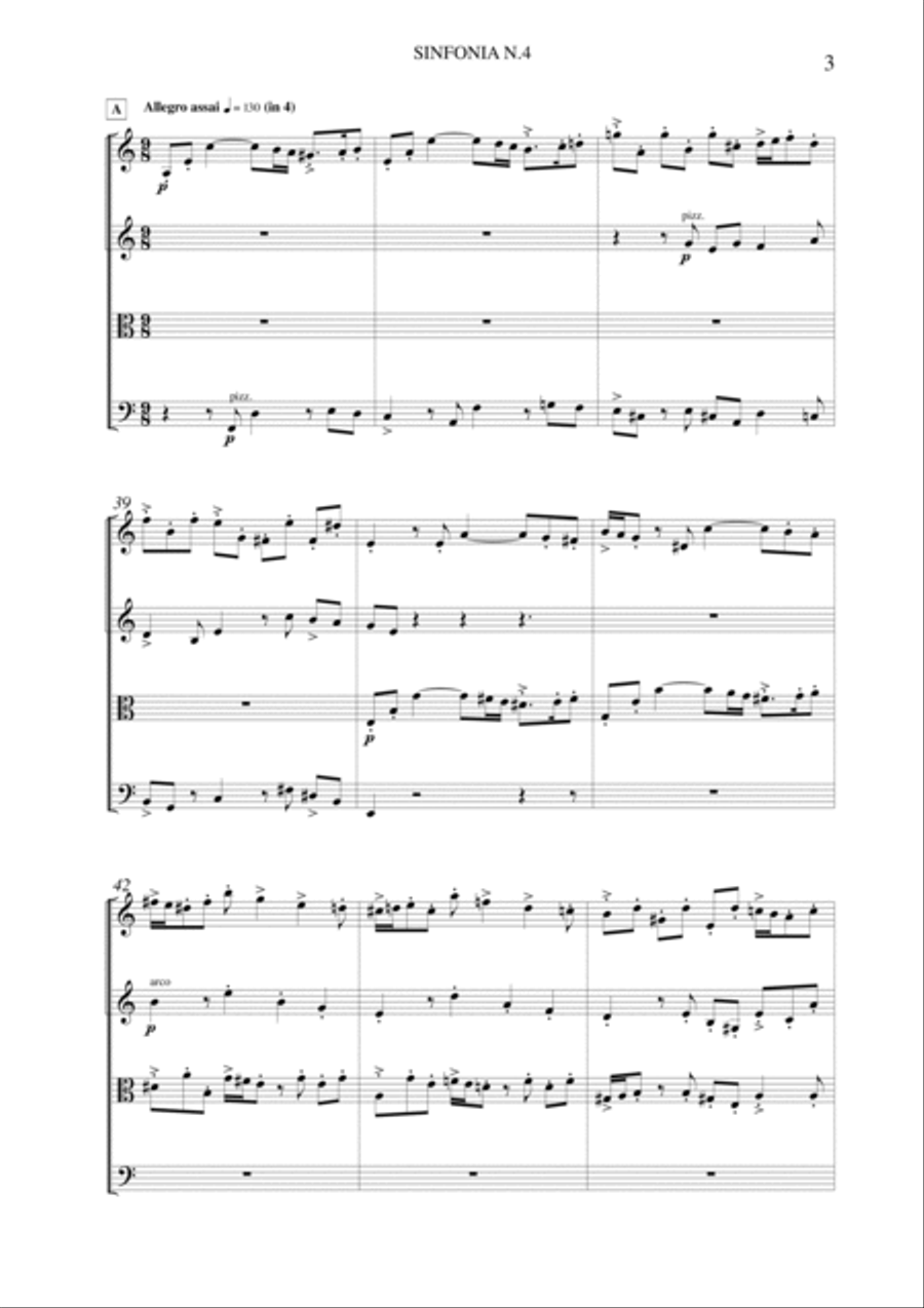 Salvatore Passantino: SINFONIA N.4 IN LA MINORE (ES-21-046) - Score Only String Quartet scores gallery preview page 5