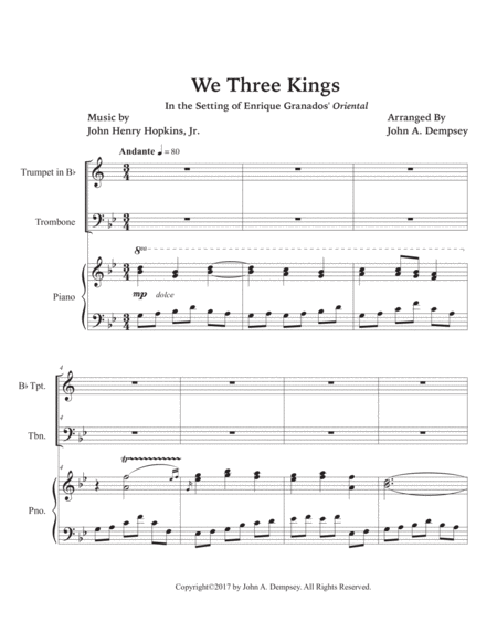 We Three Kings (Trio for Trumpet, Trombone and Piano) image number null