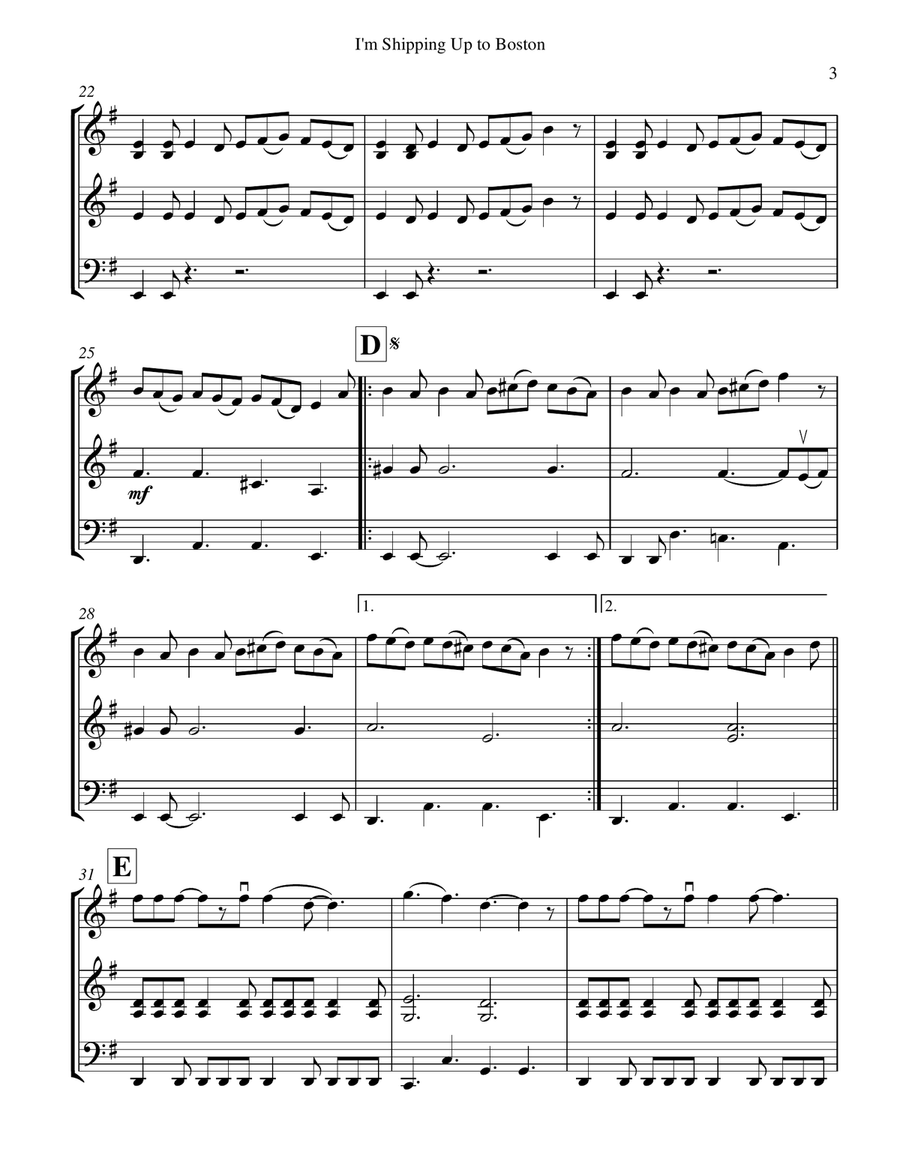 I'm Shipping Up To Boston String Trio scores gallery preview page 4