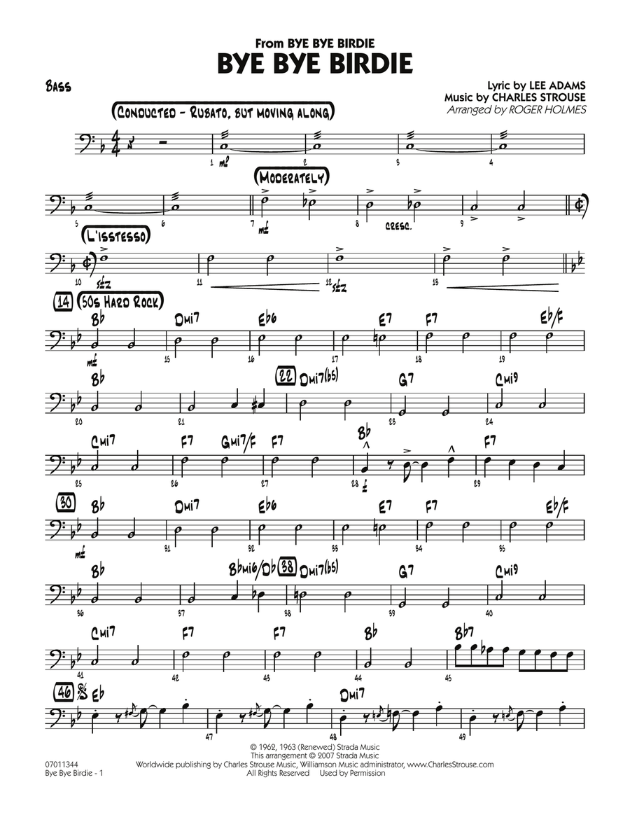Bye Bye Birdie (w/ opt. Vocal) - Bass Jazz Ensemble scores gallery preview page 1