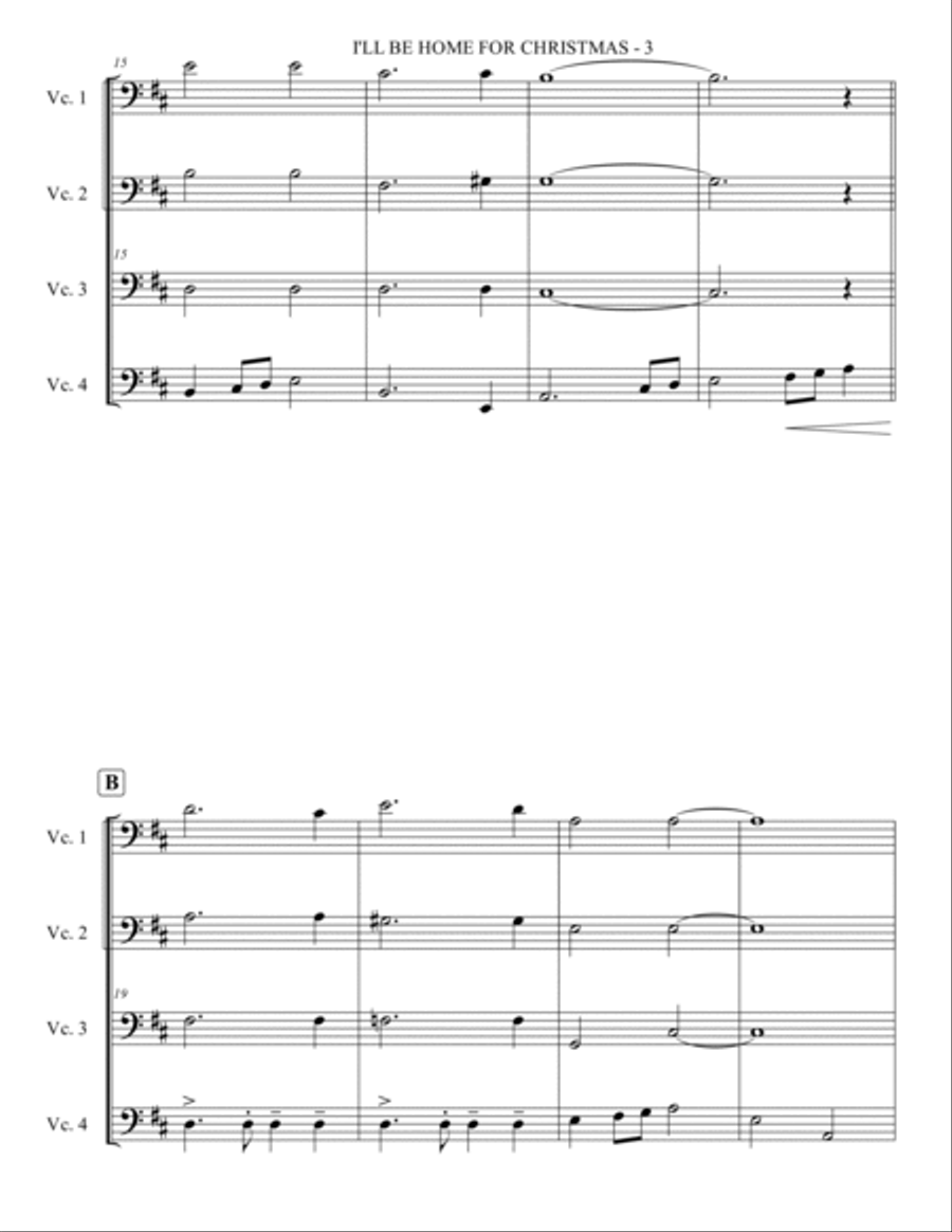 I'll Be Home For Christmas String Quartet scores gallery preview page 4