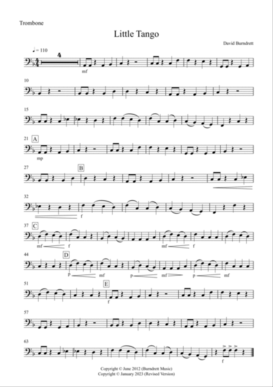 Little Tango for Easy Trombone and Piano Piano Accompaniment scores gallery preview page 3