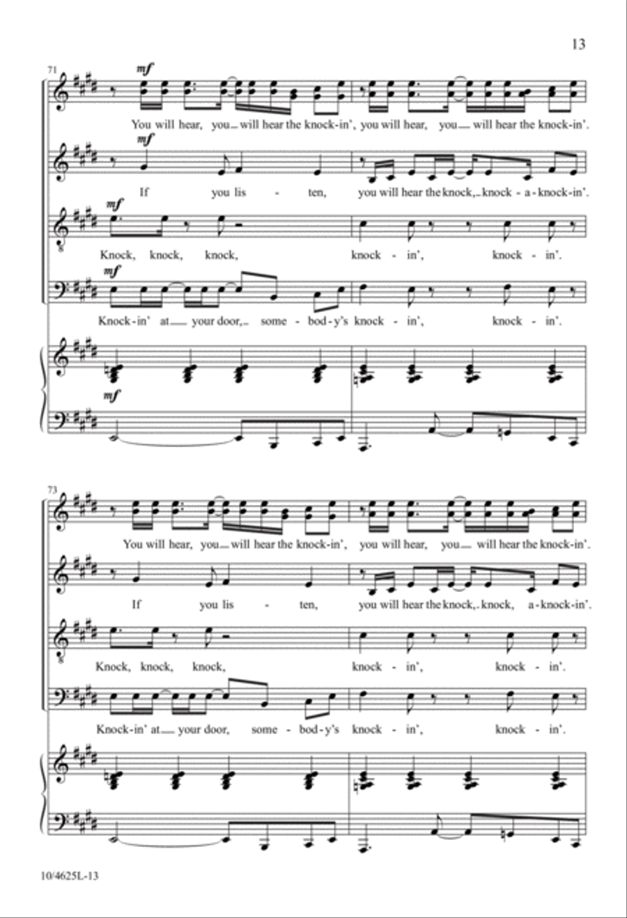Somebody's Knockin' at Your Door 4-Part scores gallery preview page 13