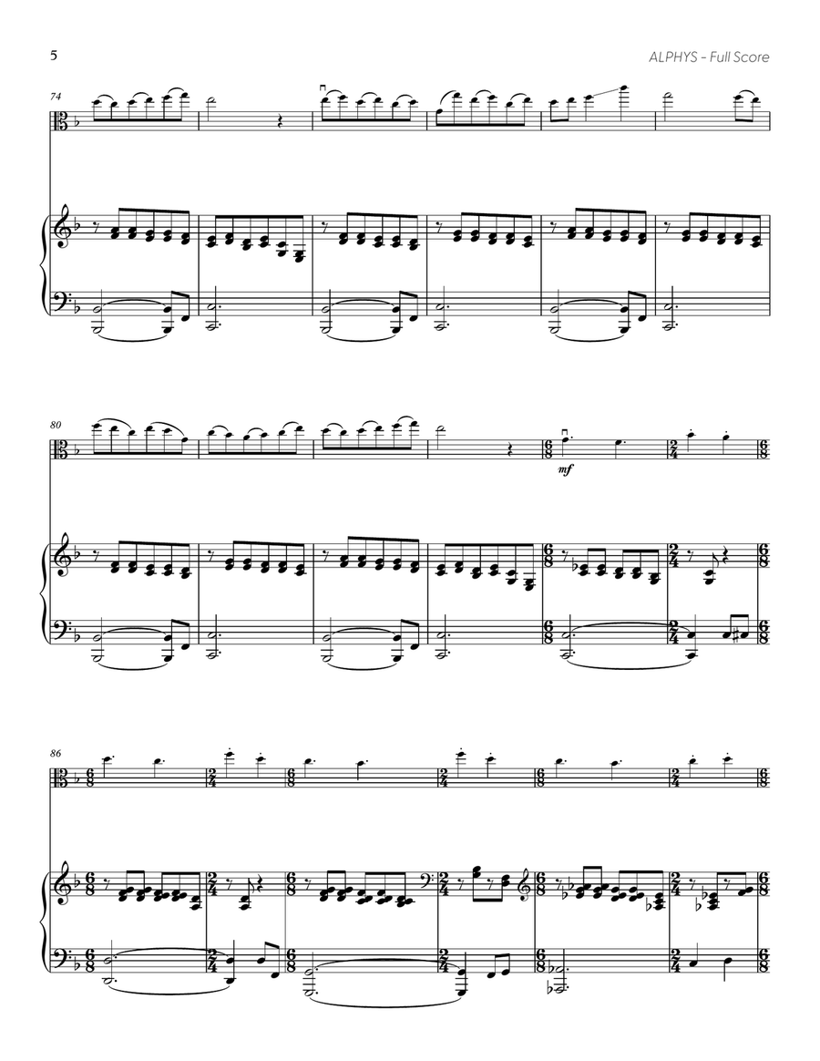 Alphys (from UNDERTALE) (for Solo Viola with Piano Accompaniment) Piano Accompaniment scores gallery preview page 6