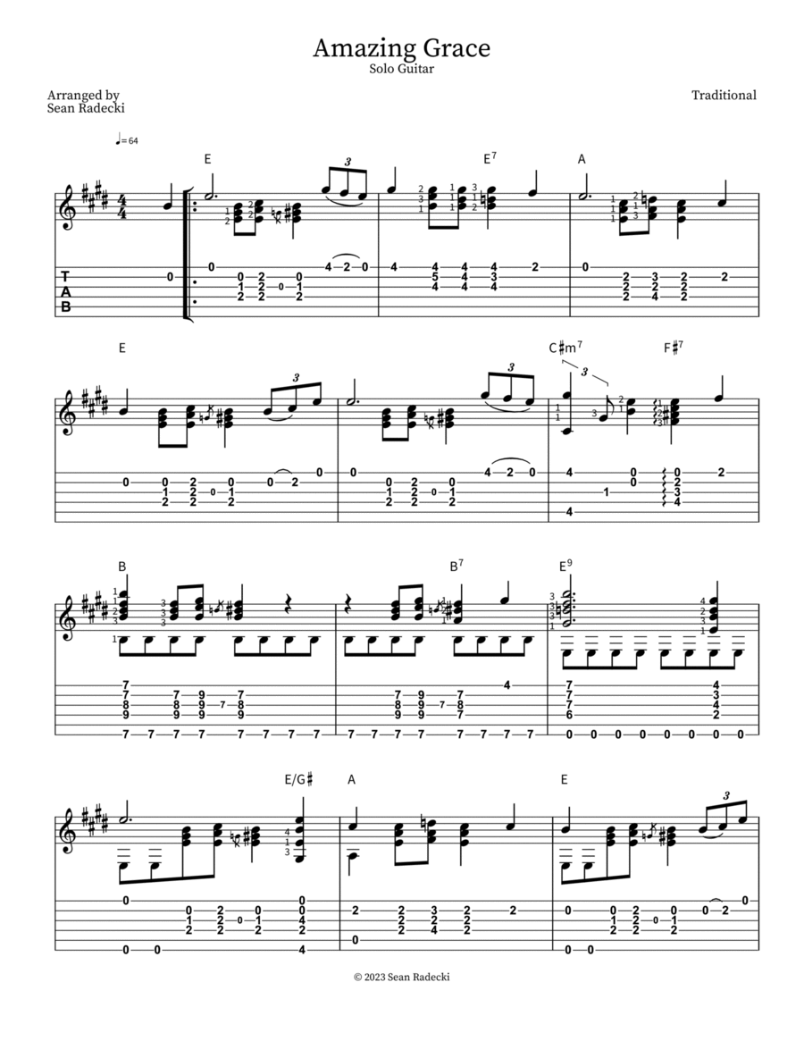 Amazing Grace Electric Guitar scores gallery preview page 1